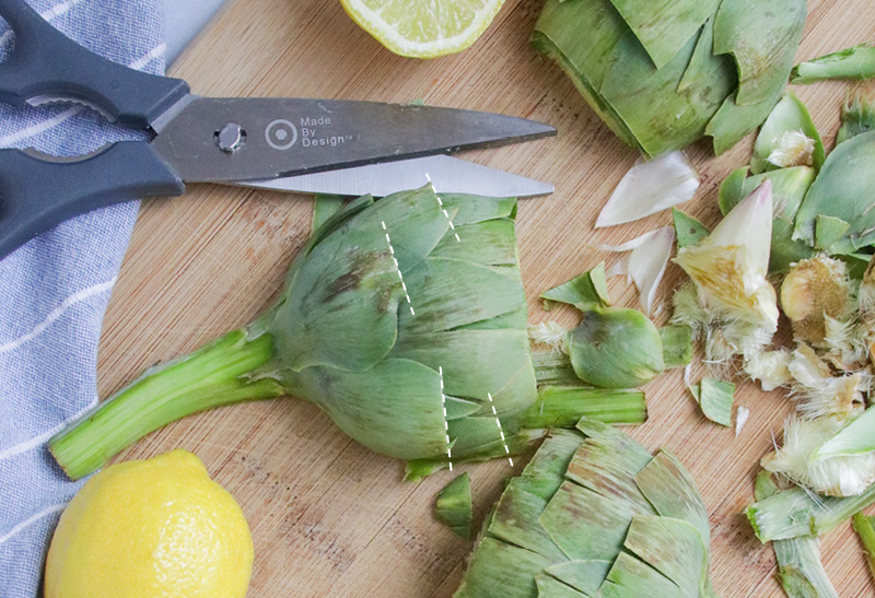 Trimmed and prepared Artichoke